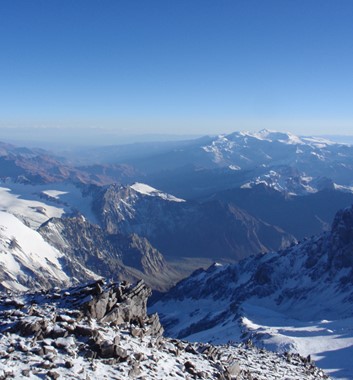 View from summit of Mount Aconcagua