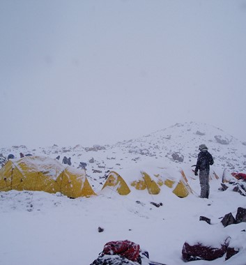 Snow on Aconcagua, camping at high altitude
