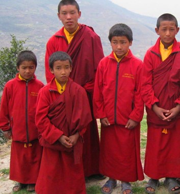 Student Buddhist Monks in Bupsa village Solu Khumbu Nepal