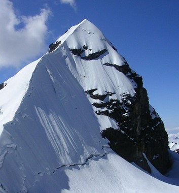 Bolivia - Pequeno Alpamayo summit ridge distant