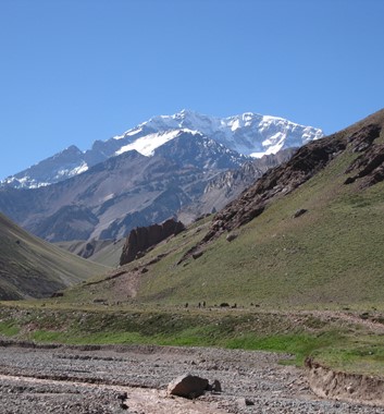 View of Aconcagua up the Horcones valley
