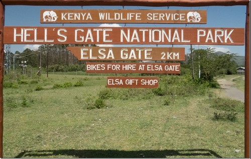 Kenya Safari - Hells Gate Sign