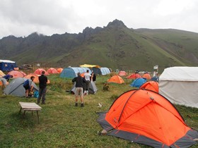 Tents at base camp on the north side of Mount Elbrus.jpg