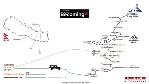 BeX Nepal School Trek Map