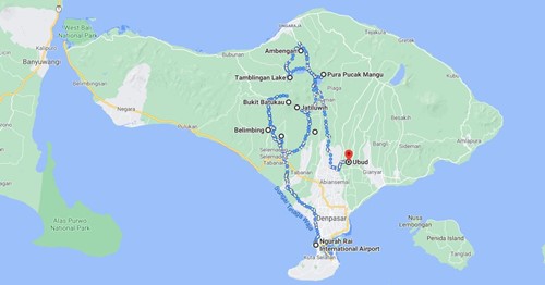 Bali Map - Route Guide