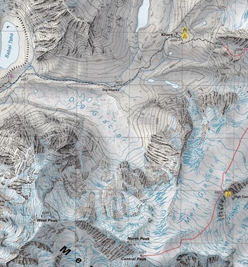 Map of Mera Peak summit region