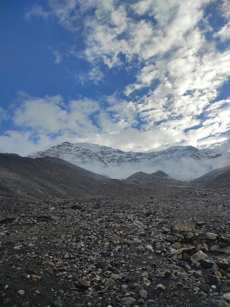 Looking up to the Summit of Chulu East Peak