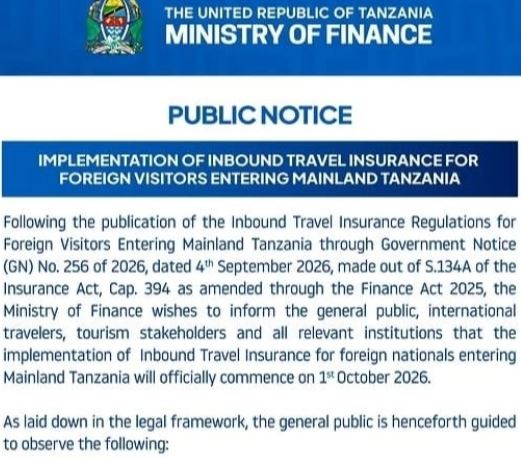 Tanzania introduces mandatory travel insurance